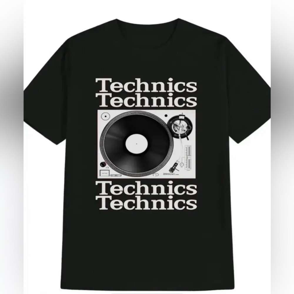 S Technics Black T-Shirt Turntable Design Small 100% Cotton NWT